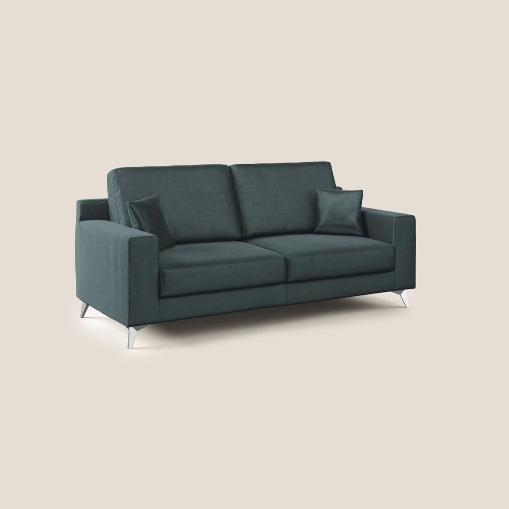 Michael divano moderno in morbido velluto impermeabile T01 petrolio 146 cm