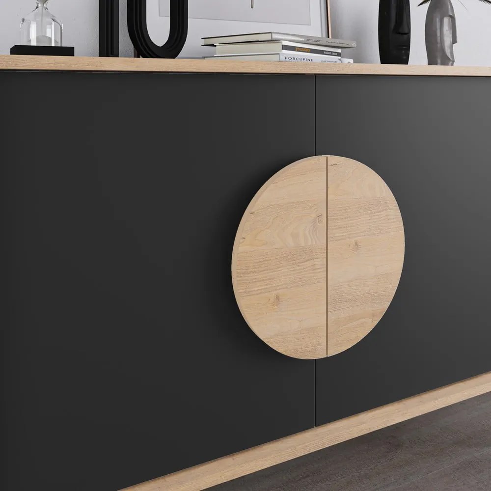 Cassettiera bassa in rovere decorato in nero-naturale 110x82 cm Vae - Marckeric