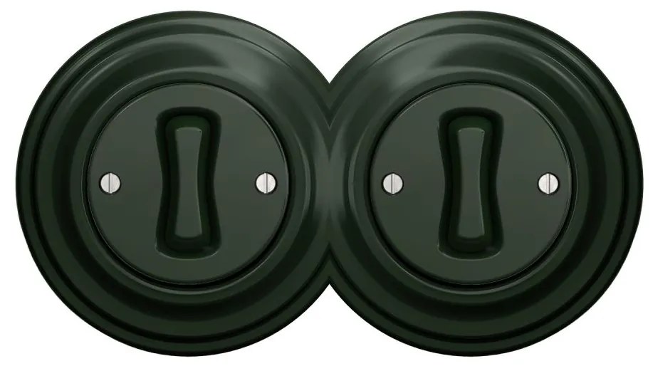 Kliklap - Doppio interruttore unipolare in stile retrò con cornice n. 1, verde