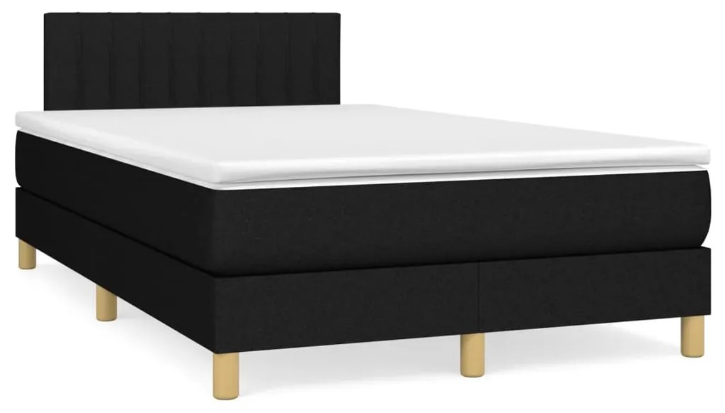 Letto a Molle con Materasso e LED Nero 120x190 cm in Tessuto