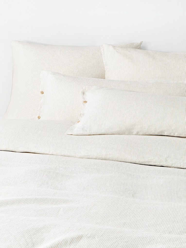 Copripiumino in lino lavato a righe sottili Rinna