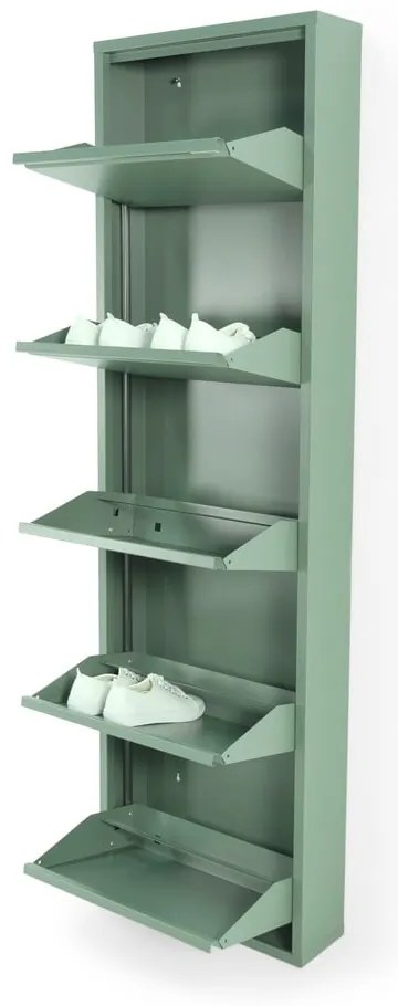 Scarpiera verde polveroso in metallo con ante ribaltabili 50x169x15 cm Billy – Spinder Design