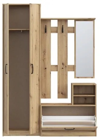 Mobile per ingresso con specchio KAVI, finitura rovere Artisan