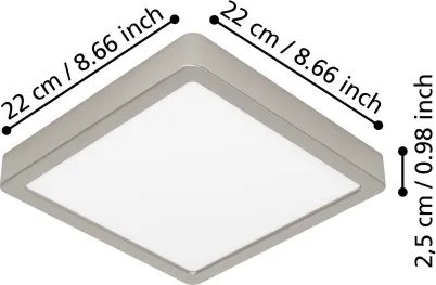 Eglo 901321 -LED Plafoniera FUEVA LED/10,5W/230V 2700/4000/6500K 22x22 cm cromo