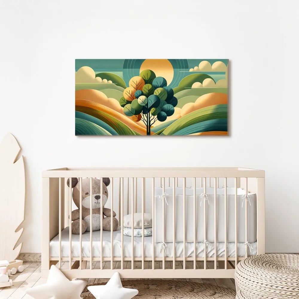 Quadro su tela – Albero della vita e sole in armonia