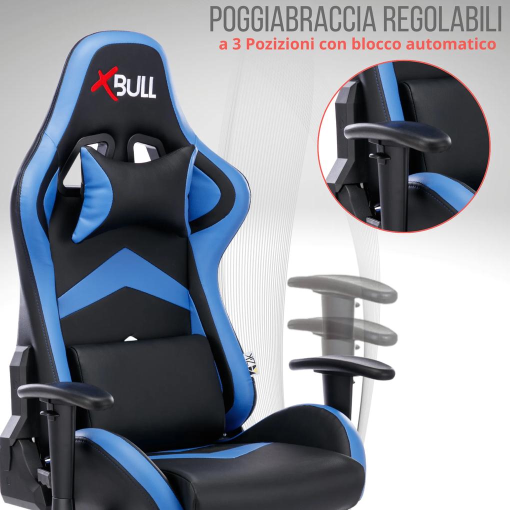 X-Bull Sedia Gaming XL con Poggiapiedi Ergonomica da Ufficio Computer Reclinabile con Supporto Lombare