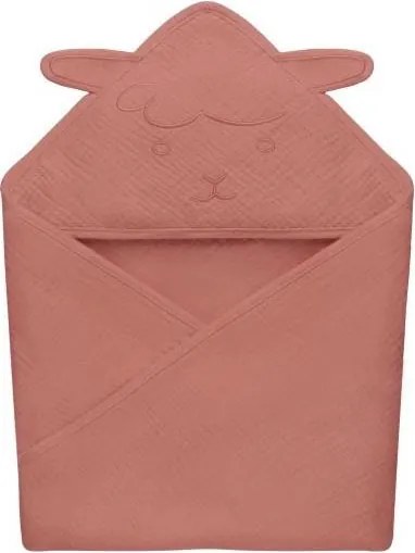 Lionelo - Asciugamano con cappuccio per bambini in mussola Rosso Corallo