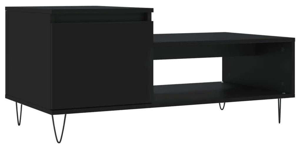 Tavolino da Salotto Nero 100x50x45 cm in Legno Multistrato