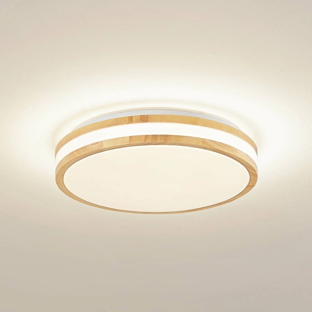 Plafoniera a LED Emiva Lindby, Legno chiaro, Soggiorno / Sala da pranzo, Legno, Moderno, Plafoniera LED