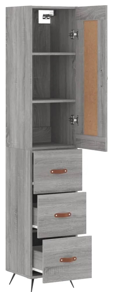 Credenza grigio sonoma 34,5x34x180 cm in legno multistrato