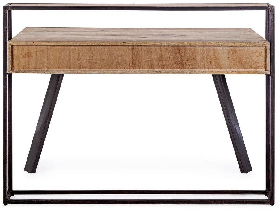 Scrivania MANCHESTER in legno di mango e acciaio nero, 120&#215;60 cm