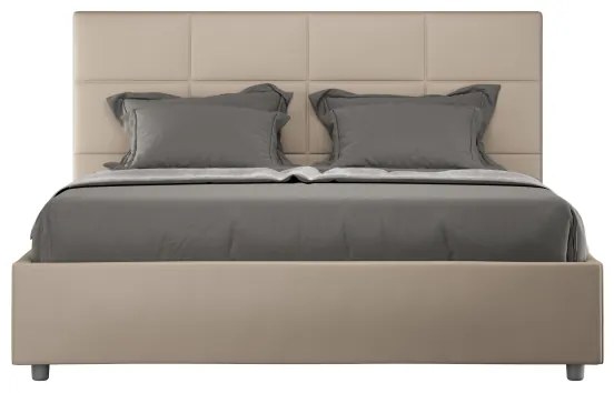 Letto matrimoniale senza rete imbottito 160x210 similpelle tortora Mika