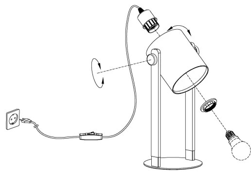 Eglo 43428 - Lampada da tavolo HORNWOOD 1 1xE27/28W/230V