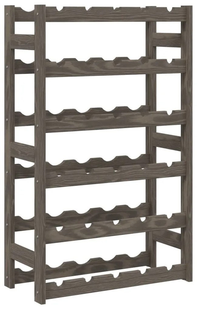 Portabottiglie per 30 bottiglie grigio legno massello di pino