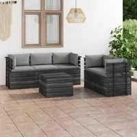 Set Divani da Giardino su Pallet 6 pz con Cuscini Massello Pino cod mxl 41467