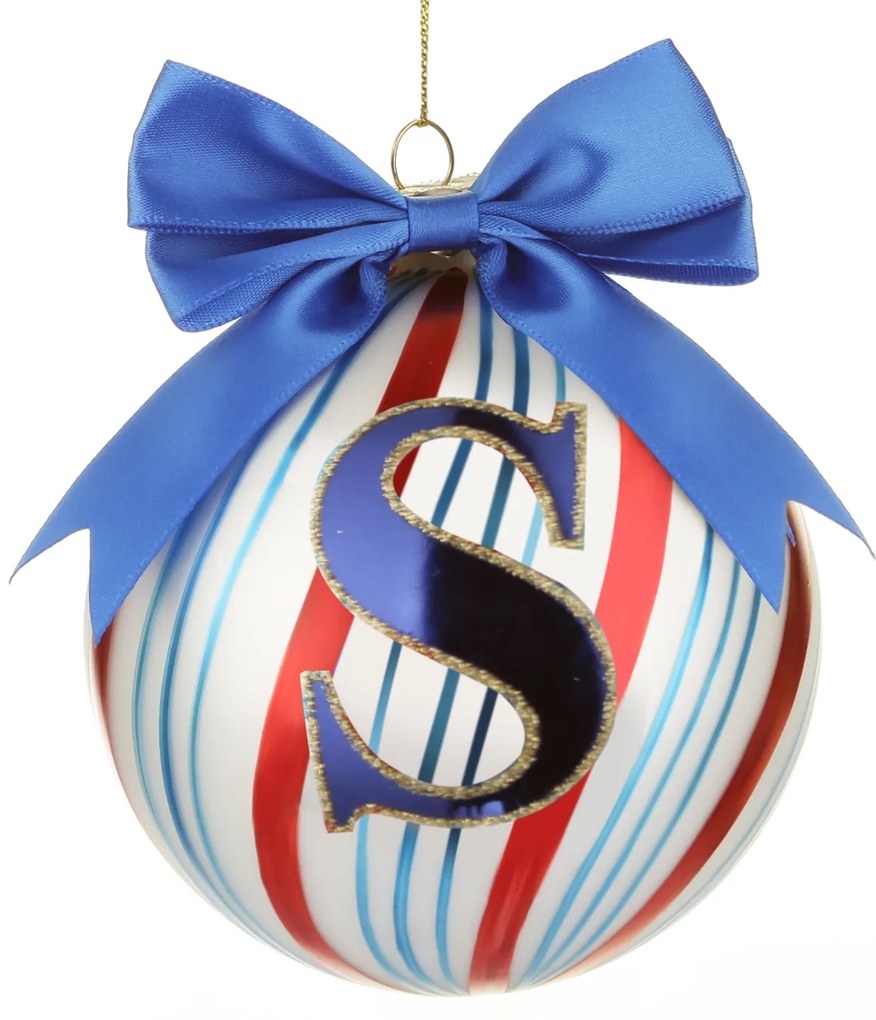 Pallina Natale con lettera S 10 cm Circus blu