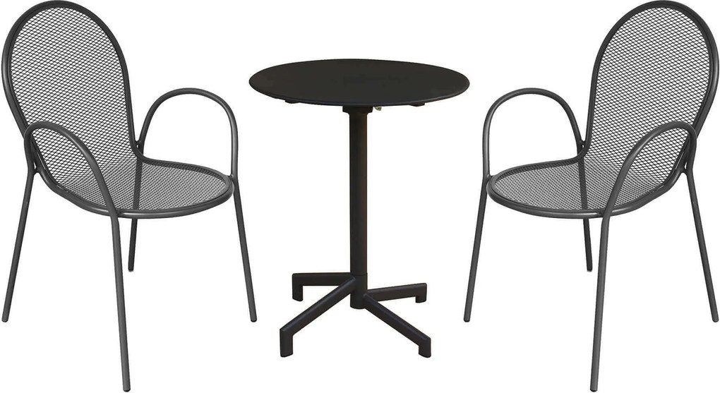 OPERA - set tavolo in metallo cm Ø 60 x 74 h con 2 poltrone Maris