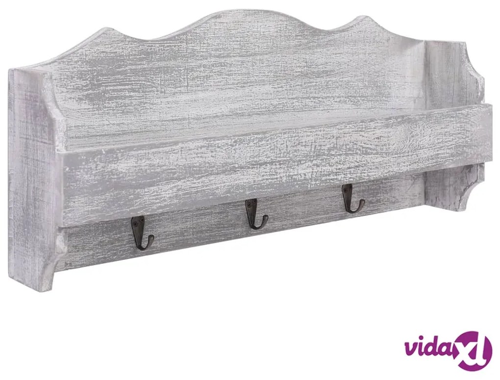 vidaXL Appendiabiti a Muro Grigio 50x10x23 cm in Legno