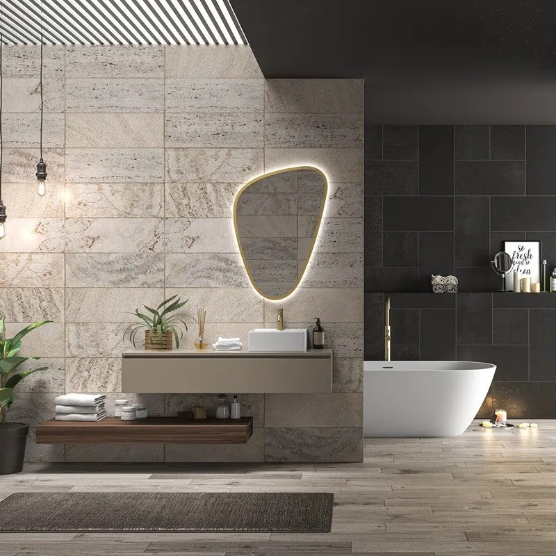 Composizione bagno sospesa mobile e mensolone da 140cm | KAM-KK1400 - KAMALU
