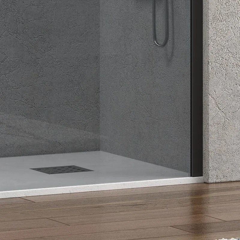 Parete doccia walk in 120 cm con vetro fumé e profilo nero opaco KW-100BF - KAMALU