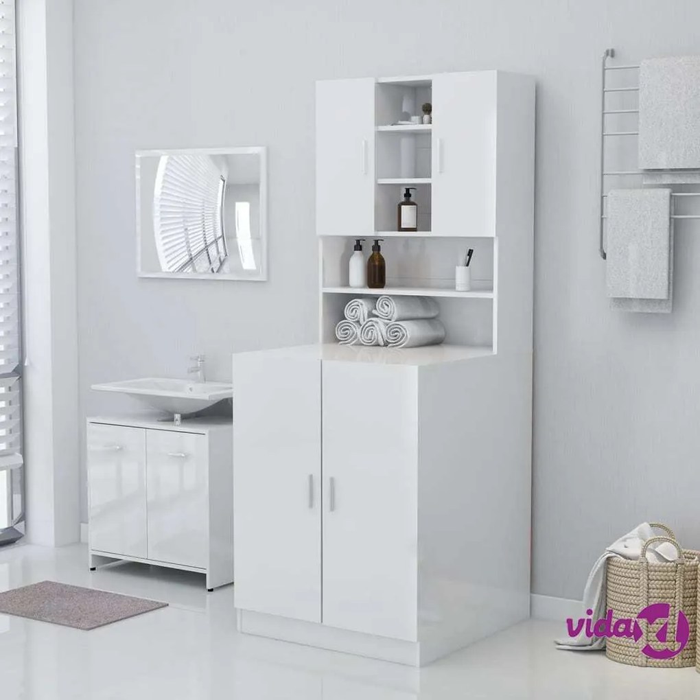 vidaXL Mobile per Lavatrice Bianco Lucido 71x71,5x91,5 cm