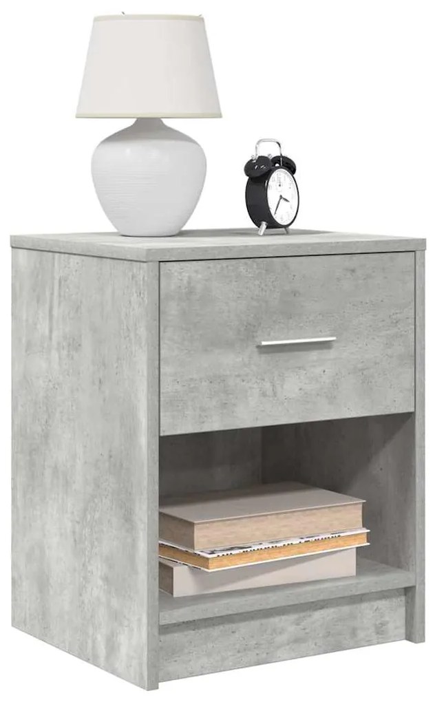 Comodini 2 Pz Con Cassetto Grigio Cemento 40x34x50 Cm /