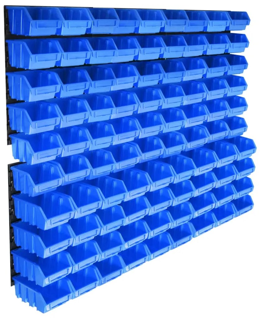 Kit Contenitori Di Stoccaggio 96 Pz Con Pannelli A Parete Blu /