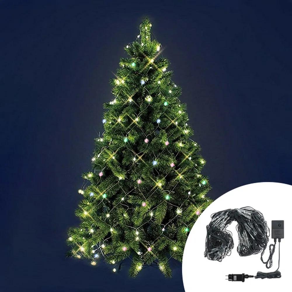 Mantello a rete di luci per Albero di Natale da 180cm a 210cm 198 Led Multicolore Wisdom