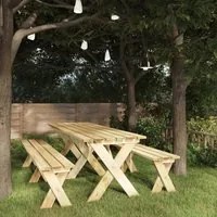 Tavolo da Giardino 220x73x70 cm in Legno di Pino Impregnato cod mxl 42403