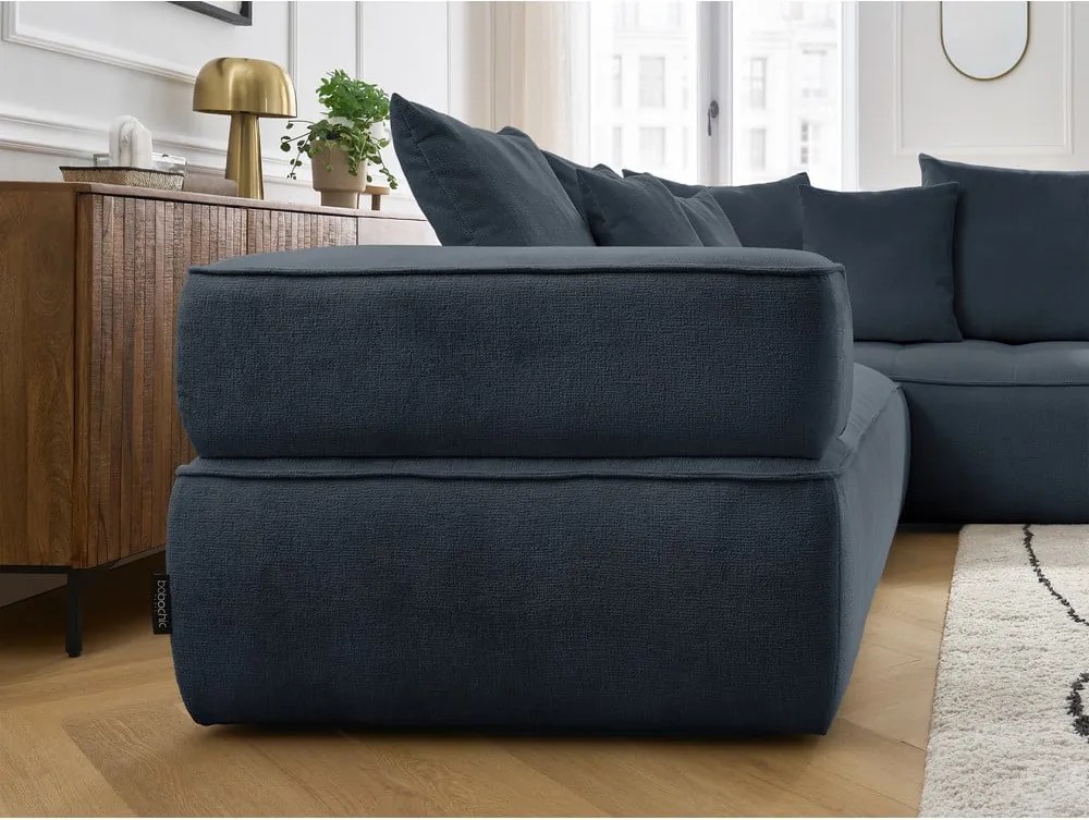 Divano angolare blu scuro (penisola a destra/a L) con rivestimento in ciniglia Whesley – Bobochic Paris