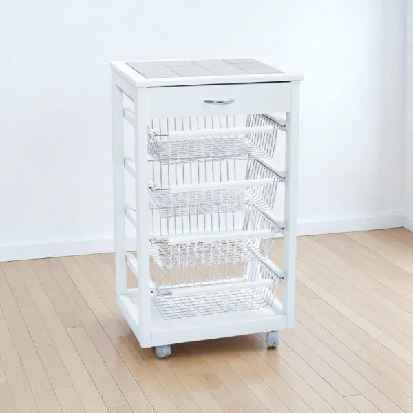 Carrello Cucina Portafrutta con Cassetto Portaoggetti BIANCO