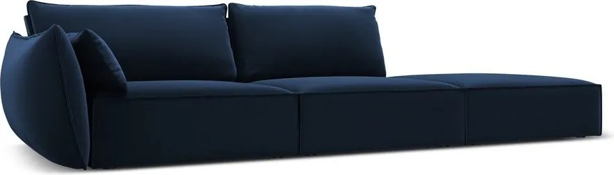 Divano blu scuro con penisola a sinistra con rivestimento in velluto 264 cm Vanda – Mazzini Sofas