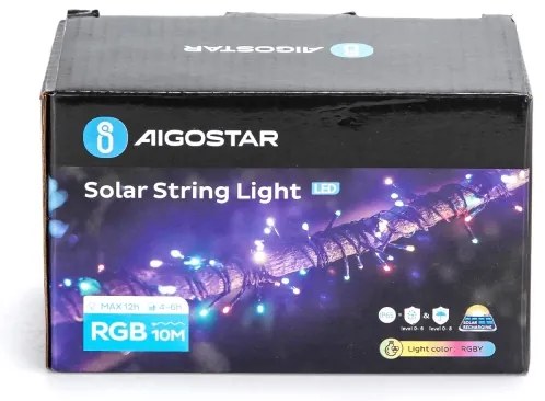 Aigostar - Catena solare a LED 100xLED/8 funzioni 12m IP65 multicolore