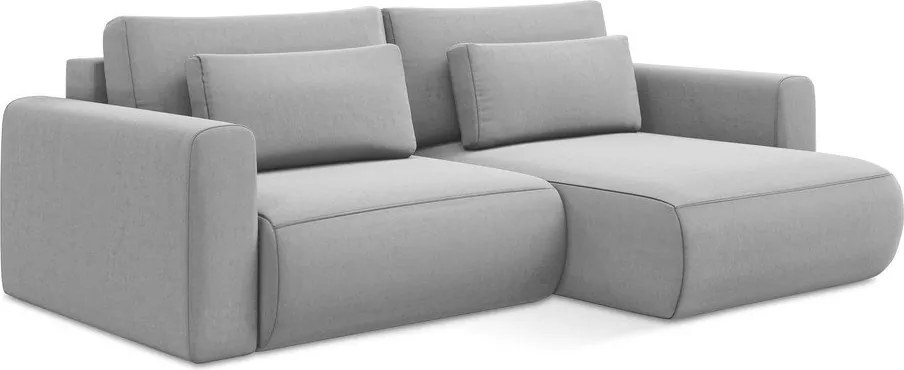 Divano angolare grigio chiaro allungabile/con contenitore (con penisola a destra/con chaise lounge) con rivestimento in velluto Kapua – Makamii