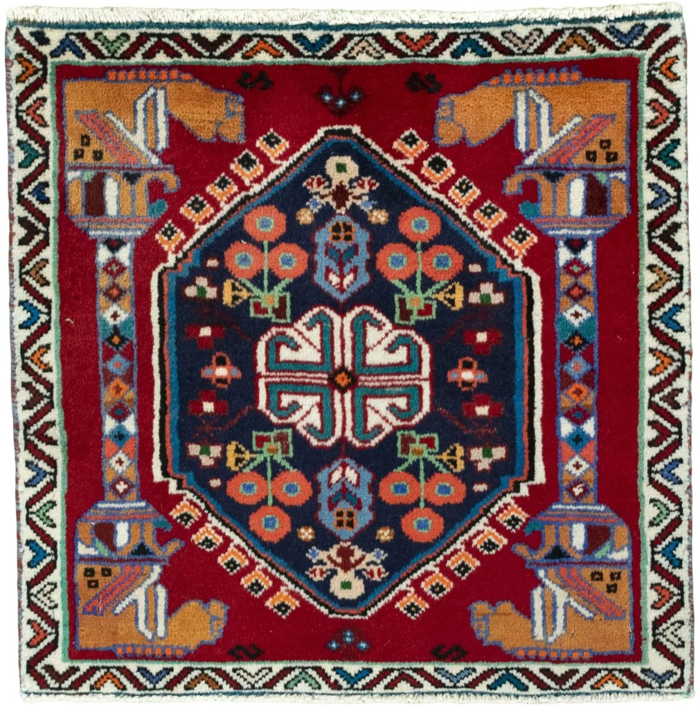 Shiraz Tappeto persiano 60 x 60 Rosso (Iran) Annodato A Mano