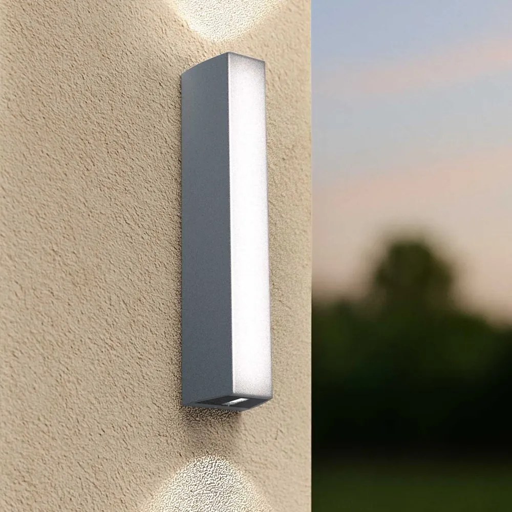 Applique Bidirezionale Grigia 12W CCT, IP65 da esterno - Serie FILO Colore Bianco Variabile CCT