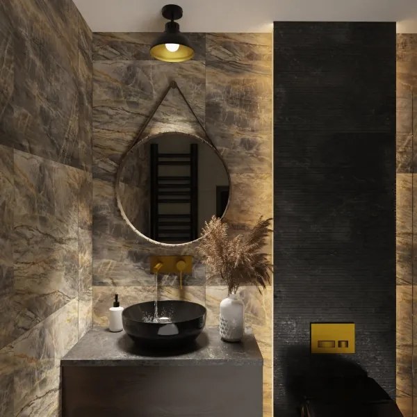 Lampadario a plafone SVEN 1xE27/15W/230V nero/oro