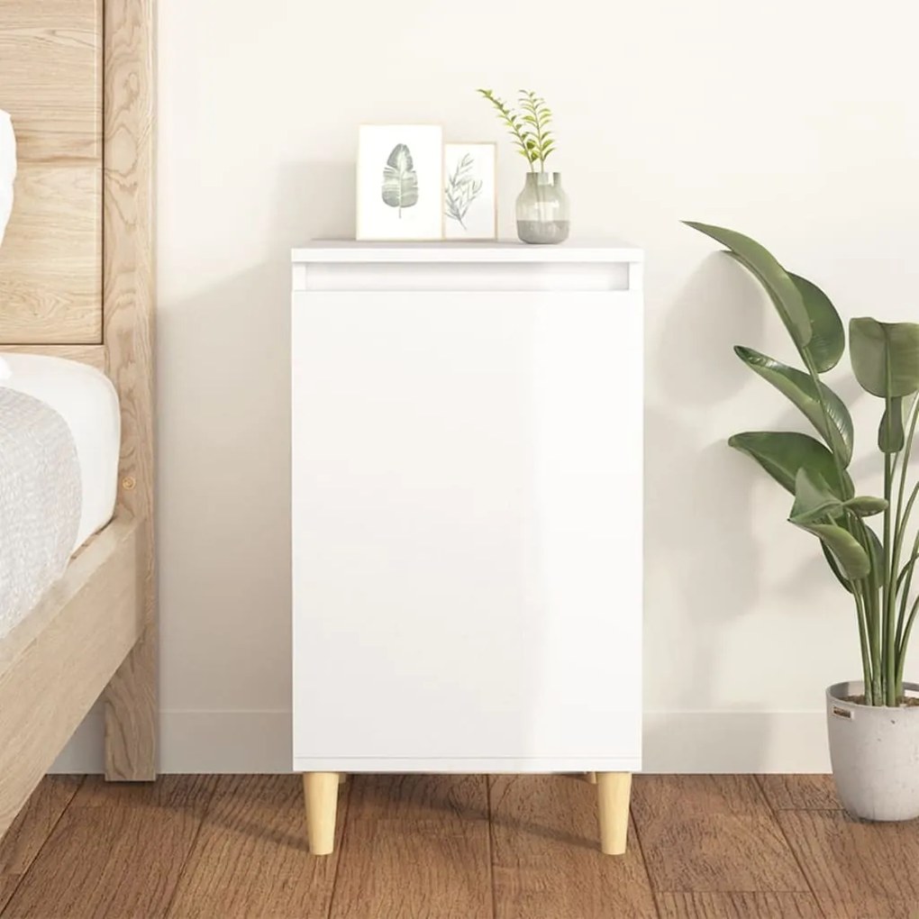 Comodino Bianco Lucido 40x35x70 Cm İn Legno Multistrato /