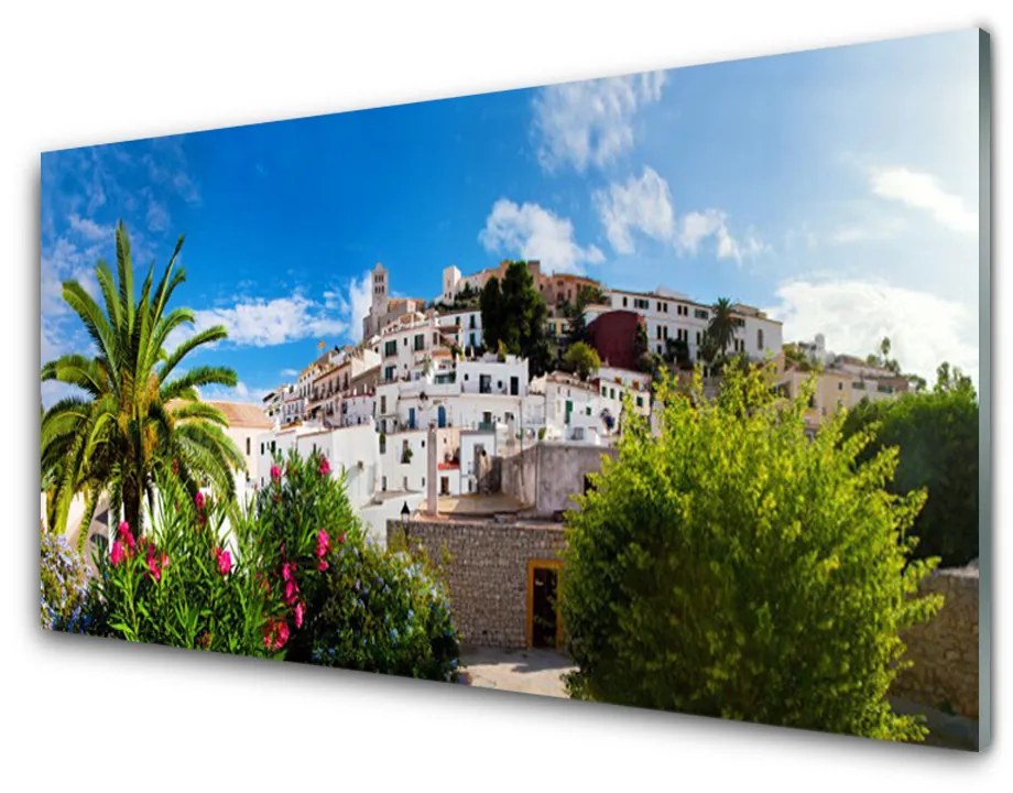 Quadro acrilico Paesaggio della città di Palma 100x50 cm 2 appendini