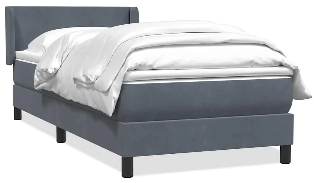 Giroletto A Molle Con Materasso Grigio Scuro 90x220 Cm Velluto /