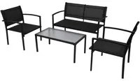 Set da Pranzo da Giardino 4 pz in Textilene Nero cod mxl 43147