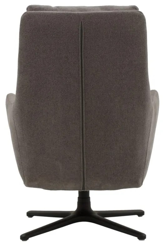 Poltrona girevole NEW ARLEY in tessuto grigio e base in metallo nero
