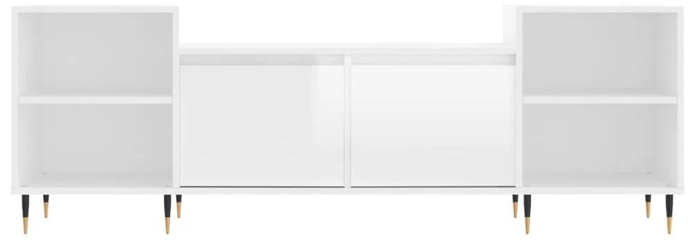 Mobile porta tv bianco lucido 160x35x55 cm in legno multistrato