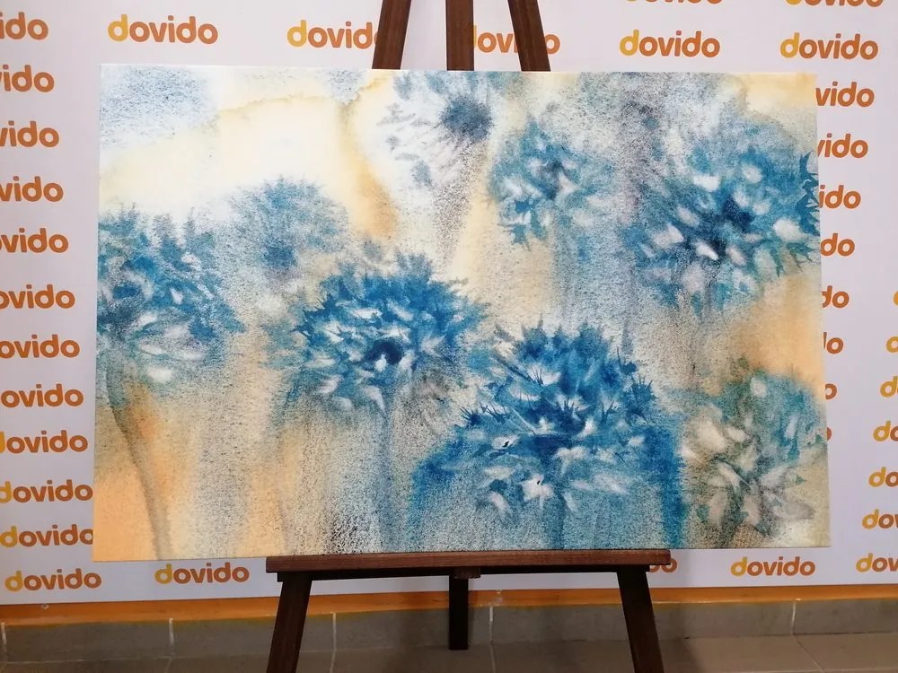 Quadro su tela – Dente di leone blu in acquerello