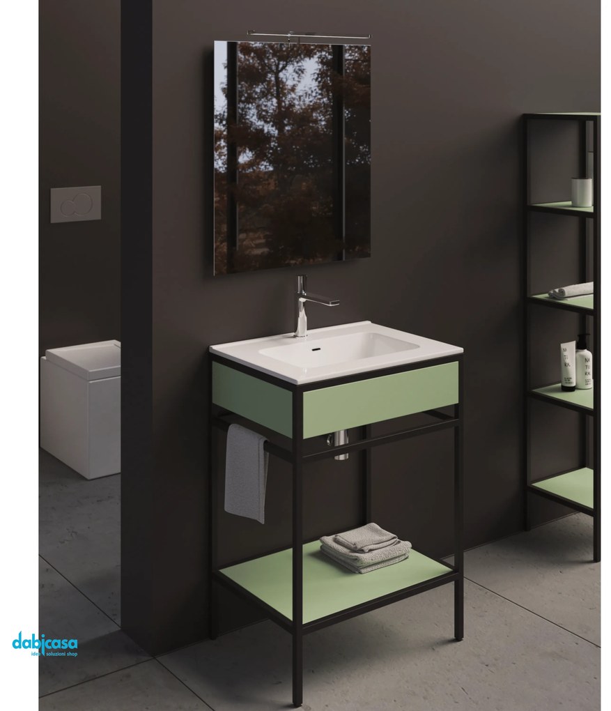 Mobile Bagno Da Terra "Linea Contract 46" Con Lavabo In Ceramica Da 81 Cm Finitura Laccato Opaco