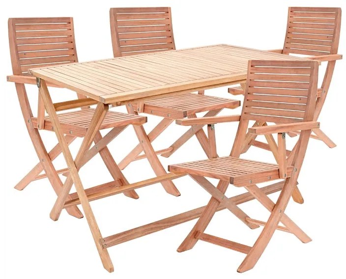 Set tavolo e sedie Solis NATERIAL in acacia per 4 persone,  marrone