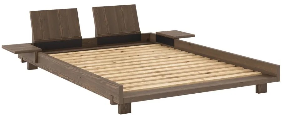 Letto matrimoniale marrone in pino massiccio con rete inclusa 140x200 cm Social – Karup Design