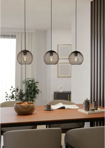 Eglo 901869 - Lampadario a cavo ALMANZORA 3xE27/60W/230V nero