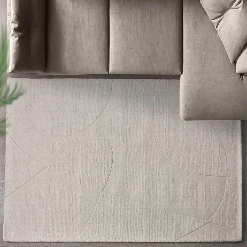 OTIS - tappeto in lana avorio con decoro 120 x 180