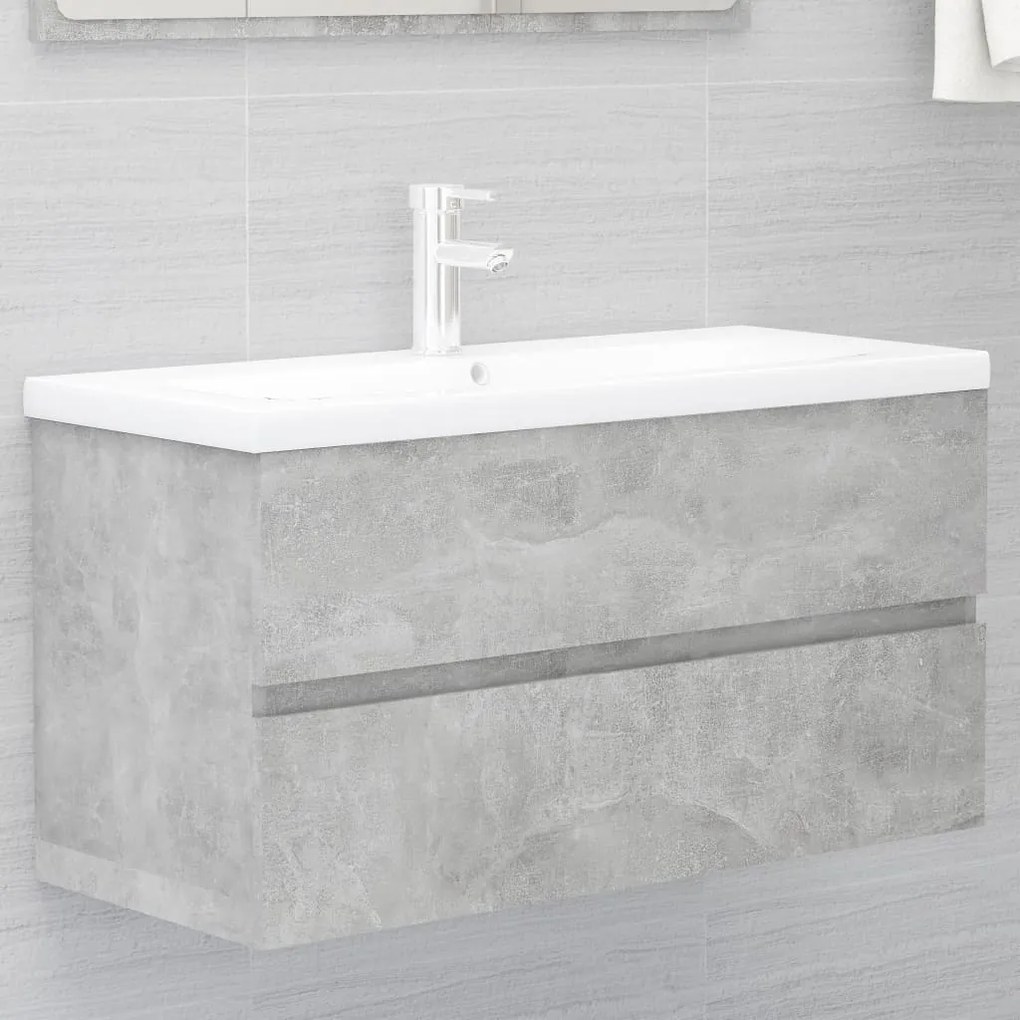Mobile Lavabo Grigio Cemento 90x38,5x45 Cm İn Legno Multistrato /